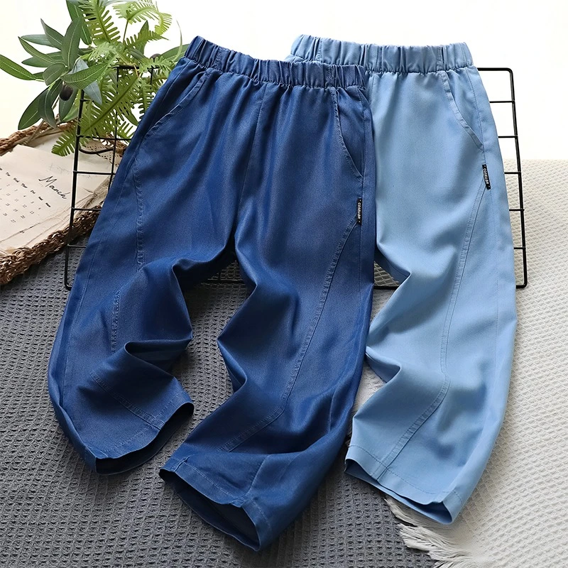 男童夏季速干裤儿童薄款弹力透气牛仔裤男孩运动休闲裤宽松裤子潮