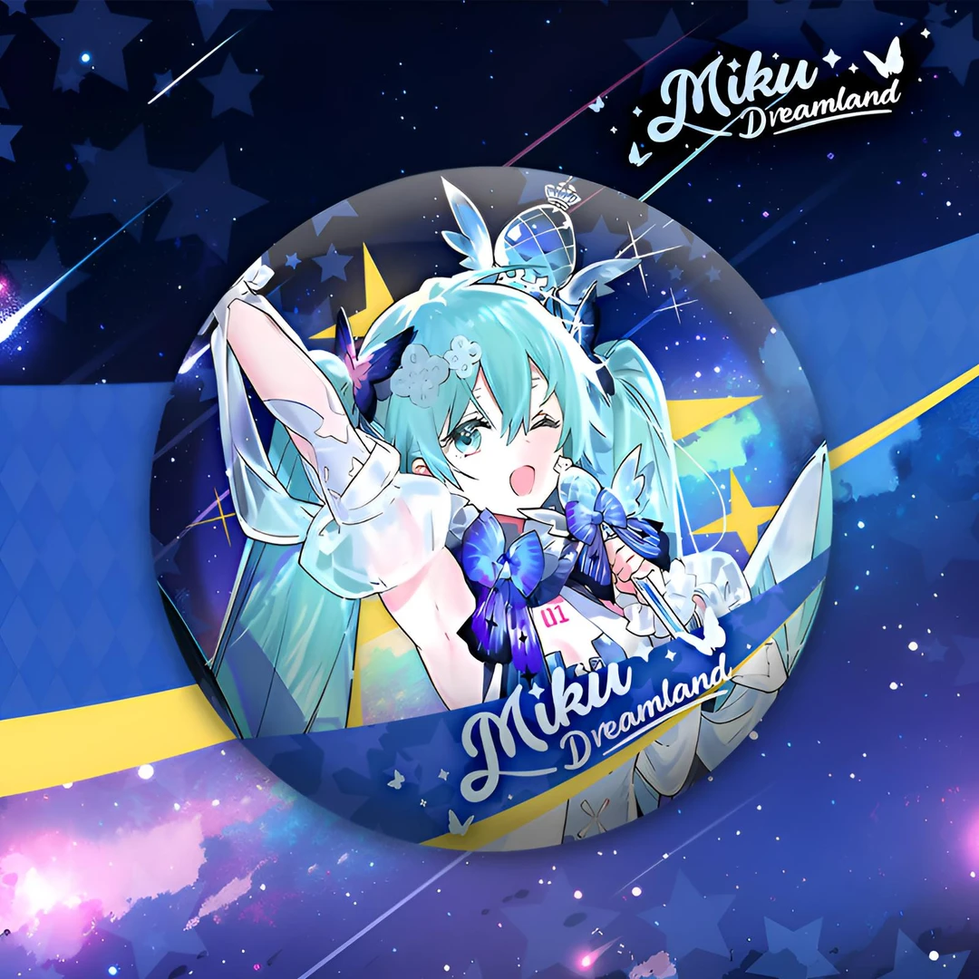 初音未来周边徽章MIKU双闪吧唧马口铁75mm大号挂饰胸章礼品漫展