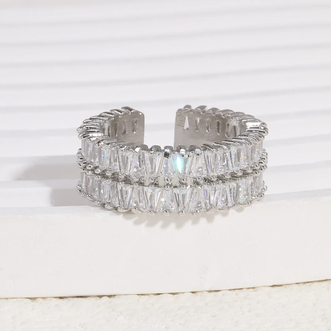 铜合金合成锆石戒指 169A小众个性满钻白色气质百搭可调节戒指