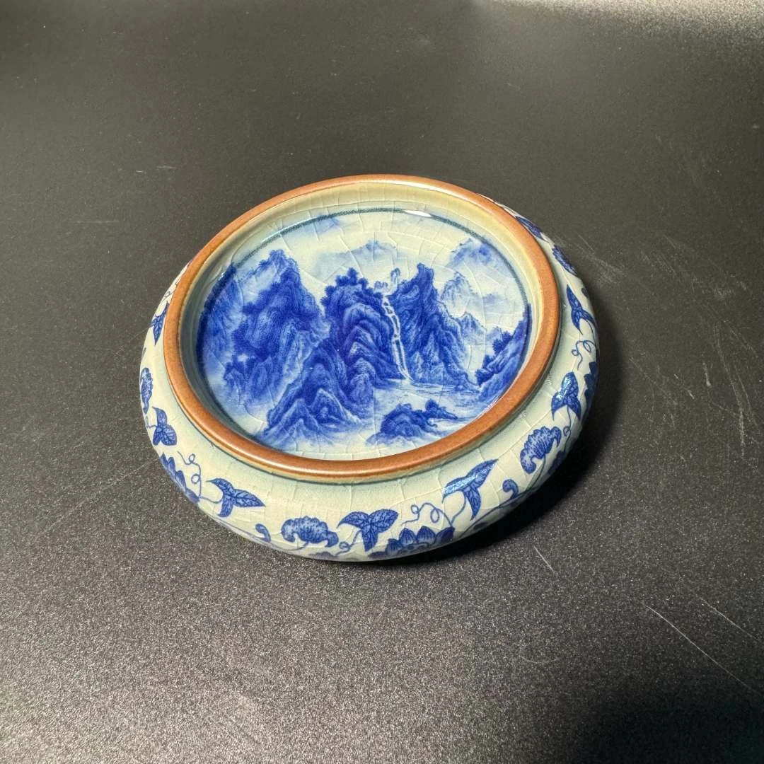 景德镇陶瓷：特价老陶泥千里江山 实心复古杯垫（直径9厘米，厚度2）