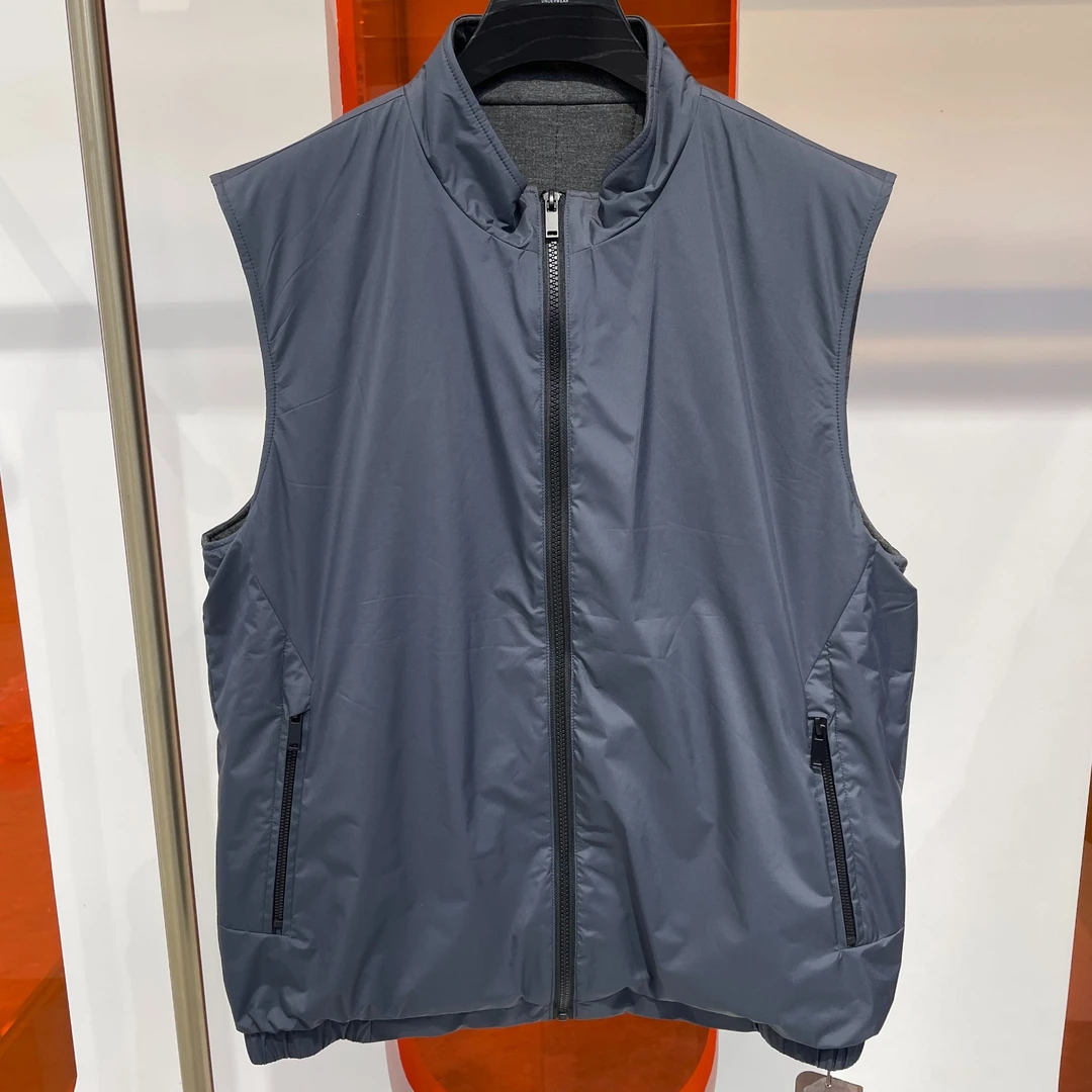 桑蚕丝男士马夹休闲款口袋拉链加厚春秋户外时尚百搭马甲男款