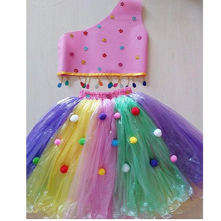 女童垃圾袋环保服废物利用DIY手工创意制作幼儿园走秀儿童时装秀