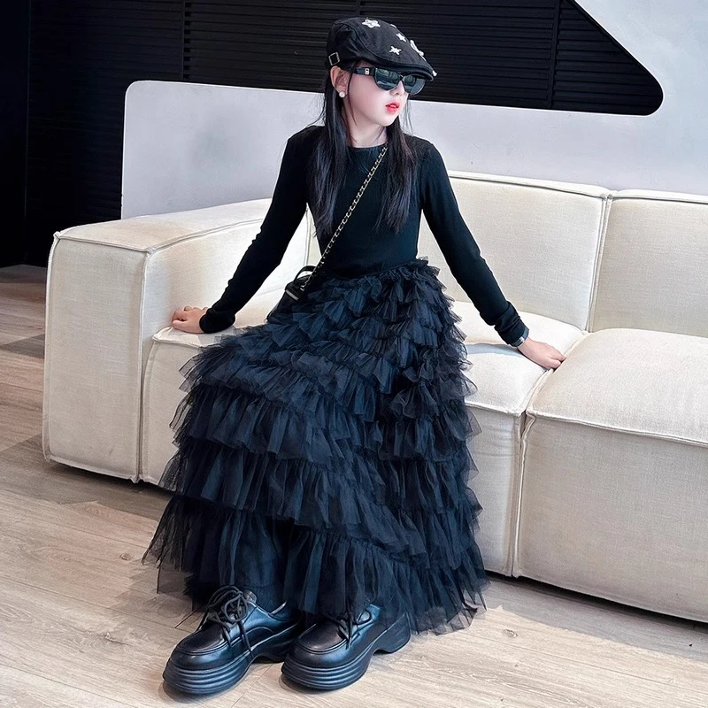 女童连衣裙秋装2024新款儿童秋季长裙女孩秋季裙子早秋蛋糕裙童装