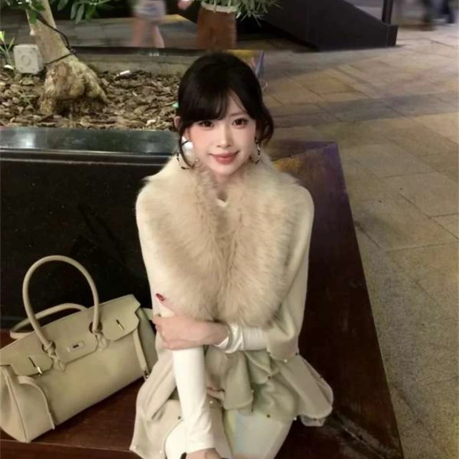 【ZZSHOP】《冬季恋歌》唐泽雪穂 日式千金感仿狐毛秋冬季斗篷外套