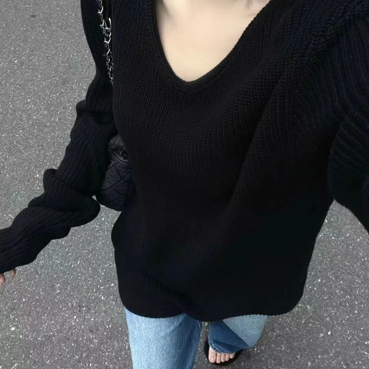 2024秋冬胖MMV领打底衫大码女装针织衫毛衣韩版8137