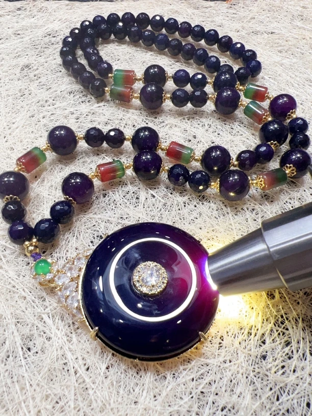 Y765 精品藏收设计款紫龙醇玛瑙项链10mm➕平安扣