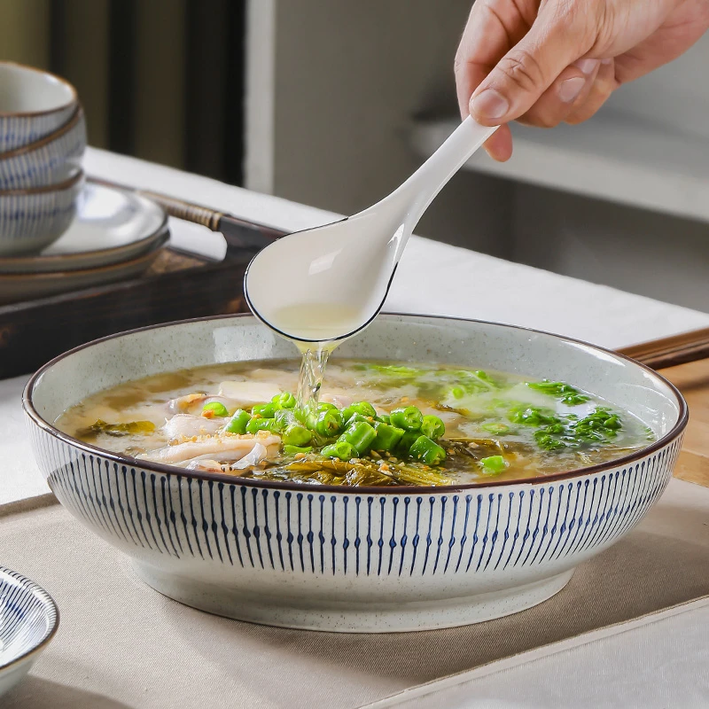 日式家用大汤碗大碗盆高颜值大盆酸菜鱼盘干锅盆陶瓷餐具餐碗商用