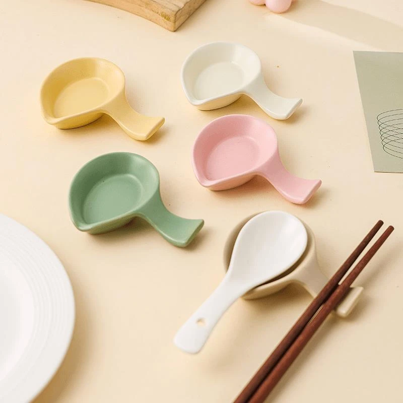 奶油风陶瓷筷子架托餐具配件两用三用酒店餐厅摆台托枕汤勺托筷枕