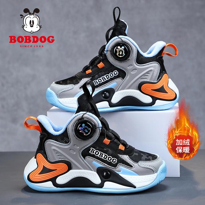 巴布豆男童棉鞋冬季小学生加绒二棉鞋中大童防水儿童运动保暖鞋子