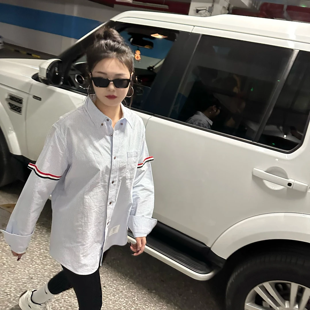c&H长袖Tb彩条全棉牛津纺百搭系列男女同款衬衣