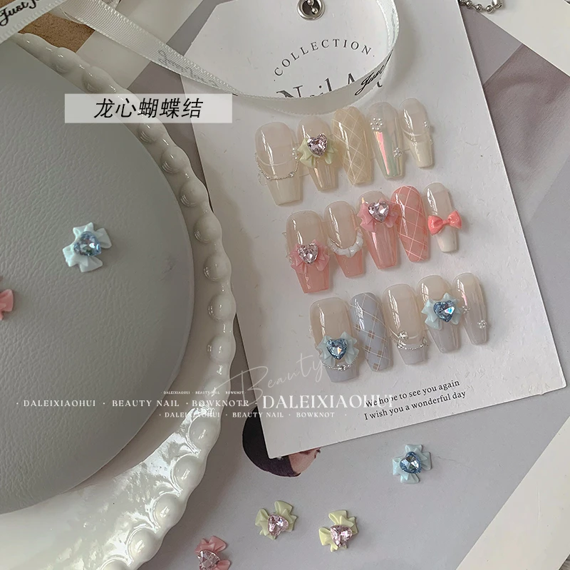 美甲龙心蝴蝶结 网红美少女爱心钻立体领结指甲穿戴甲装饰品963