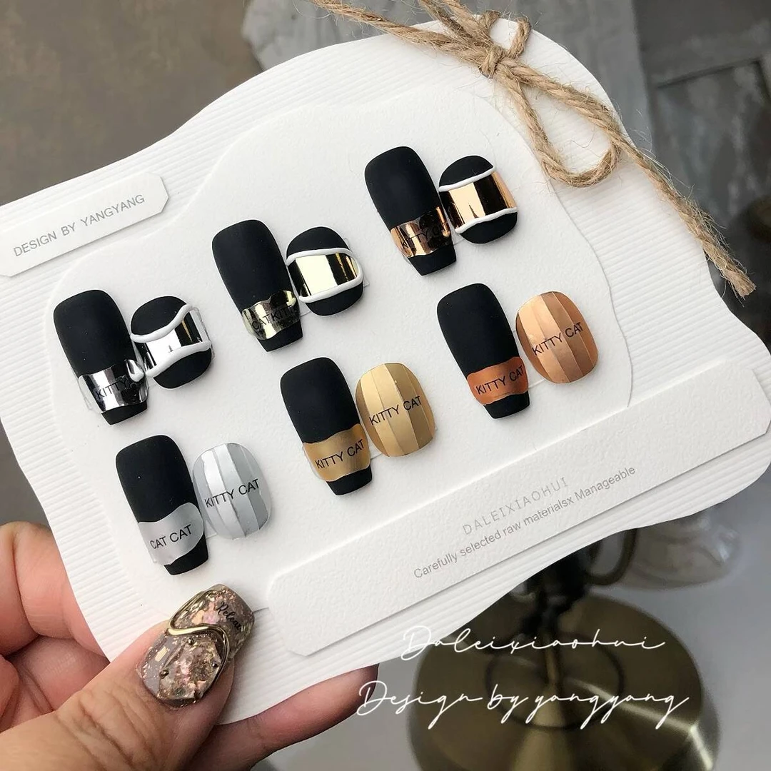 美甲金属转印纸 新款朋克风纯银色古铜色高级复古指甲穿戴甲装饰