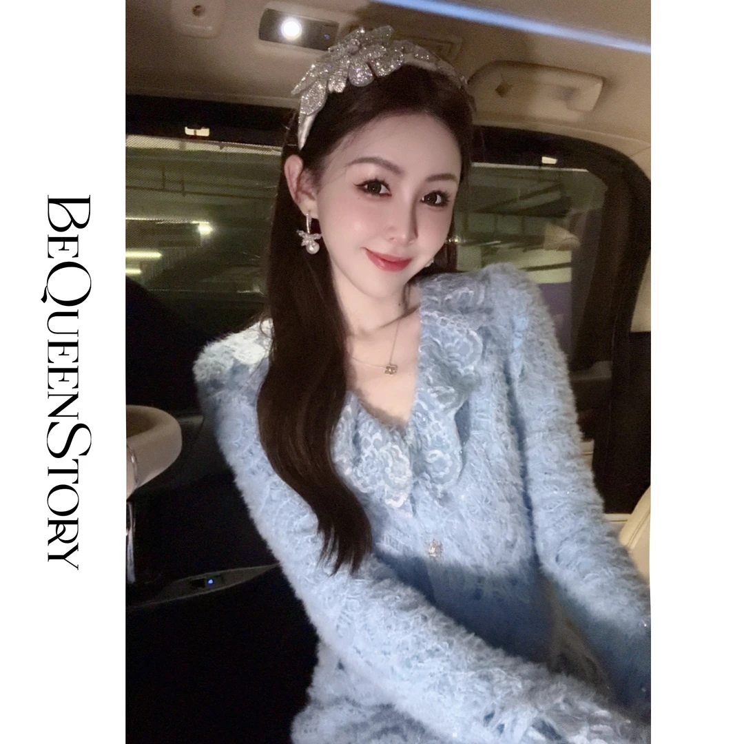 余潇潇【梦境花使】轻奢镂空钩花荷叶边上衣&伞摆半裙高级感套装冬