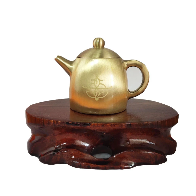 迷你小茶壶把把壶黄铜摆件金属铜工艺品办公室茶道茶具铜器壶手工