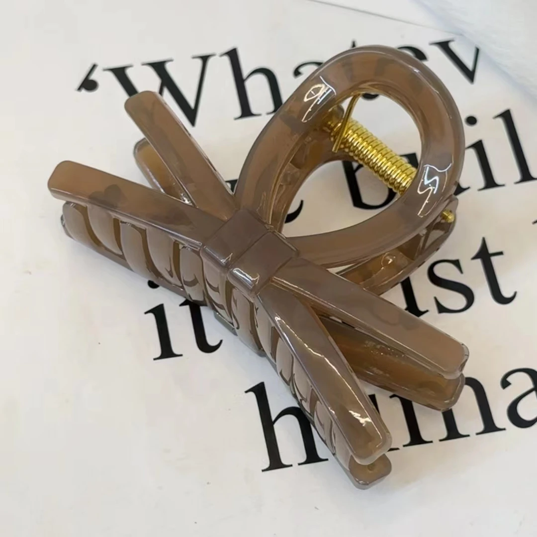 新款交叉蝴蝶结8cm气质简约半扎发抓夹中号夹子百搭鲨鱼夹头饰