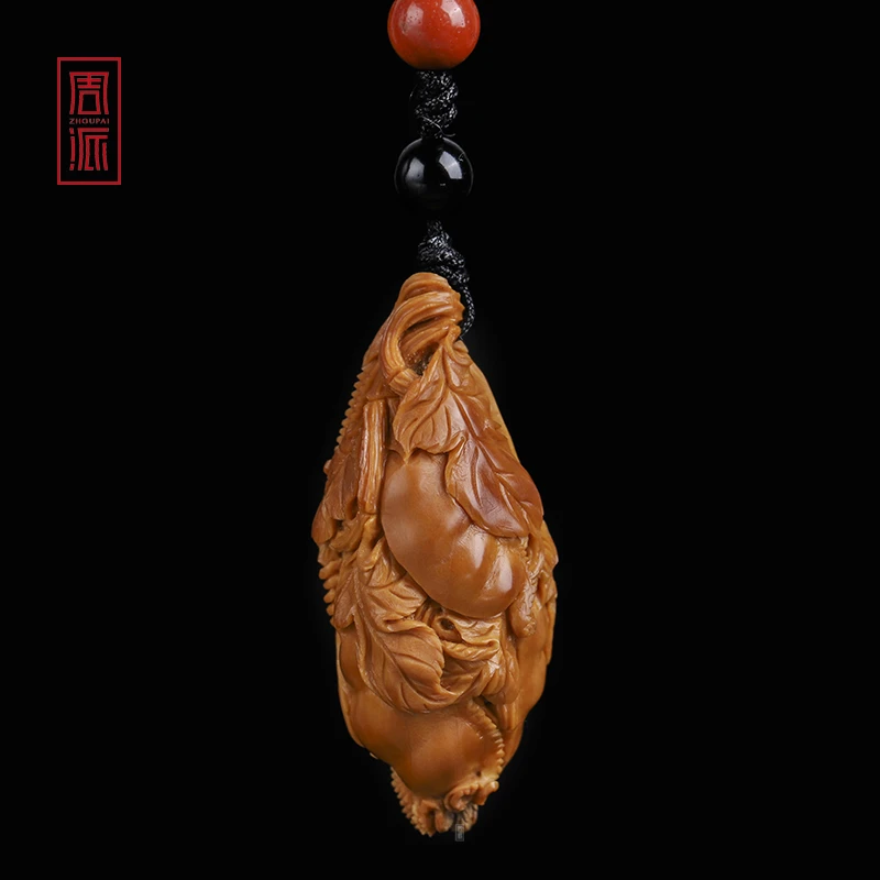 周派周春毅福豆橄榄核单子四季平安手机钥匙链文玩苏工纯手工核雕