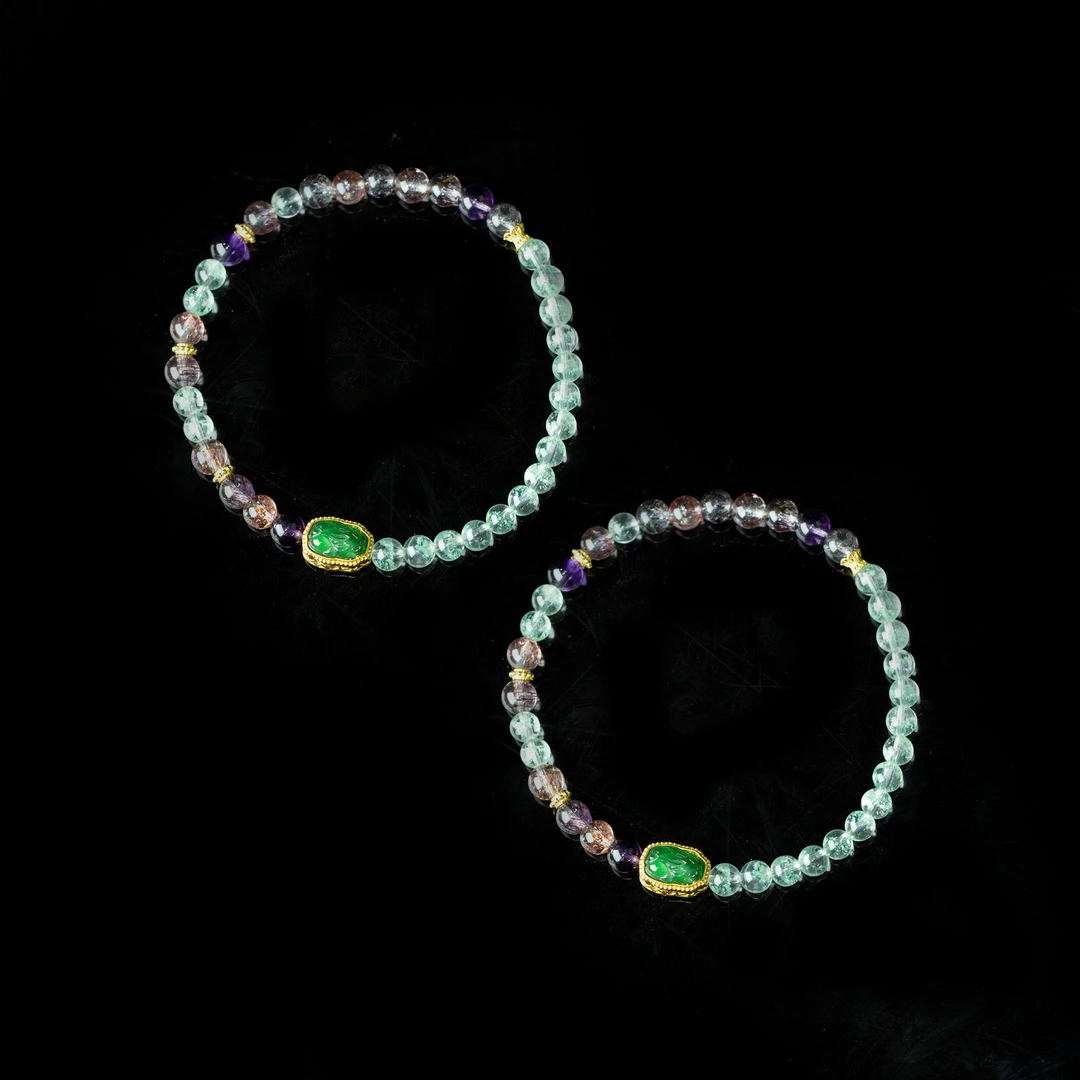 晶匠18k翠幽灵翠云手串多样性发一 编号-Z70024