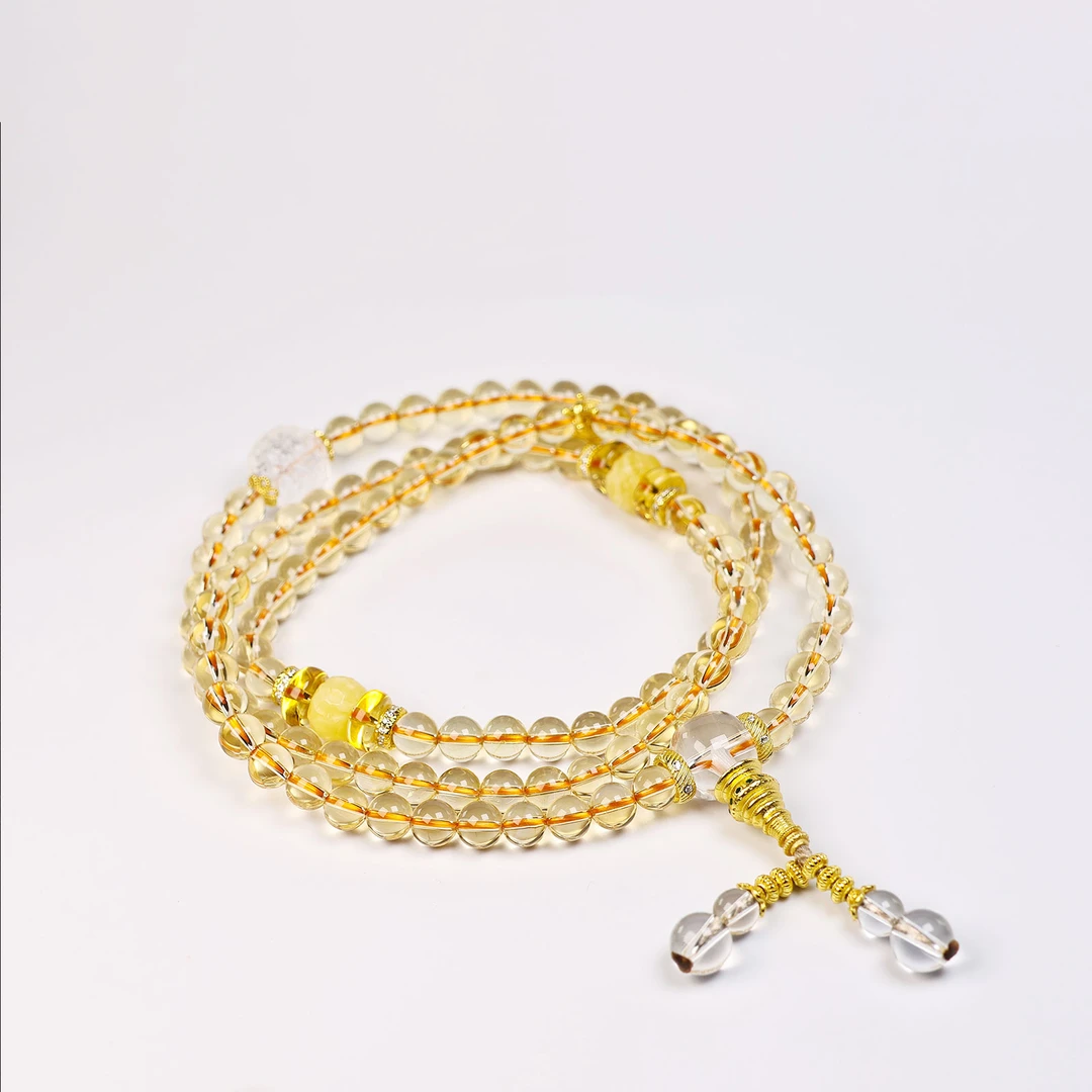 晶匠天然黄水晶108颗设计款项链女款多样性发一 编号-Z11687