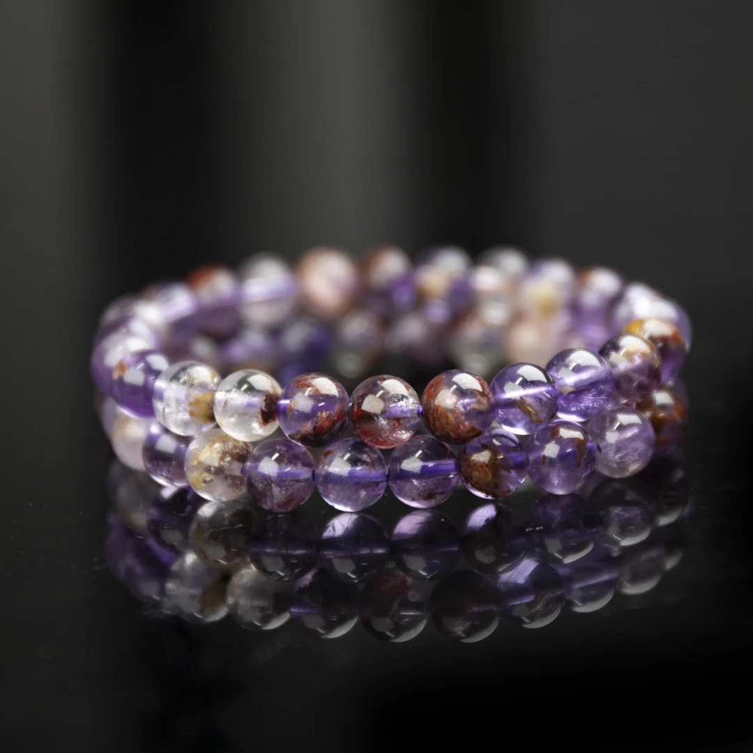 晶匠天然紫幽灵手串8mm+多样性发一 编号-M20321