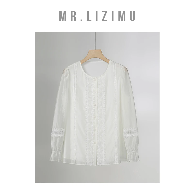 李子木先生白衬衫复古风春季衬衫女洋气新款气质白色内搭衬衣