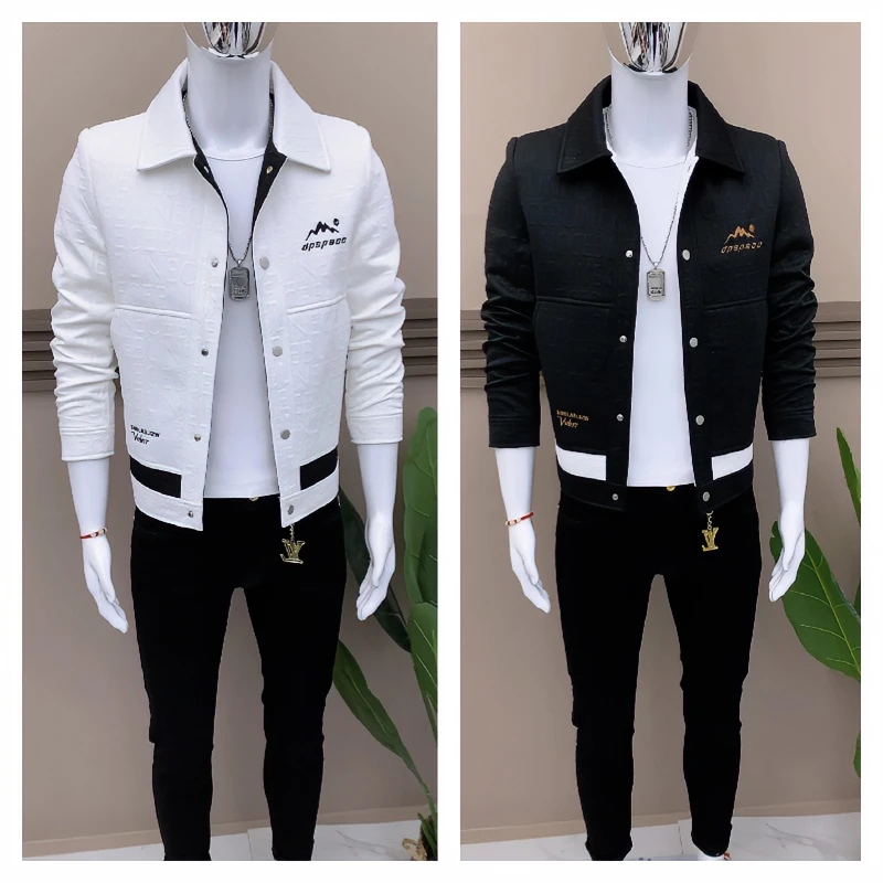 男士潮流时尚新款夹克男士韩版外套时尚青春帅气潮流男装夹克立领