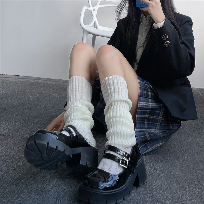 针织jk袜套袜子女长筒小腿袜腿套秋冬保暖堆堆袜Lolita护膝袜