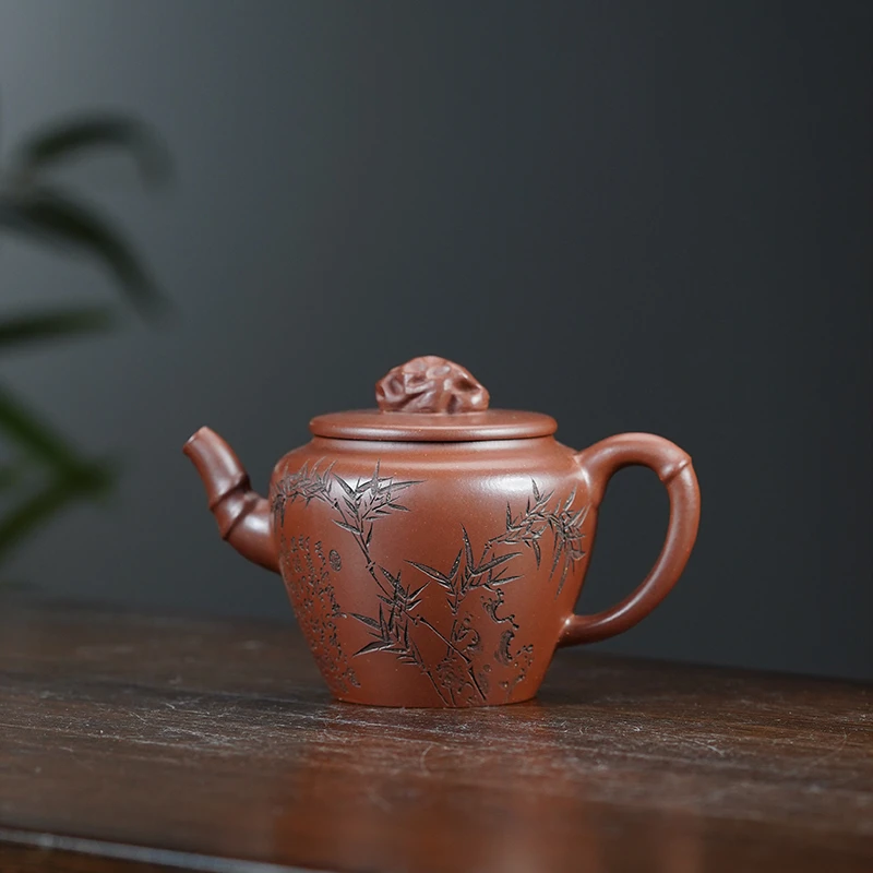 徐周底槽青竹石宫灯200cc宜兴黄龙山原矿手工紫砂壶