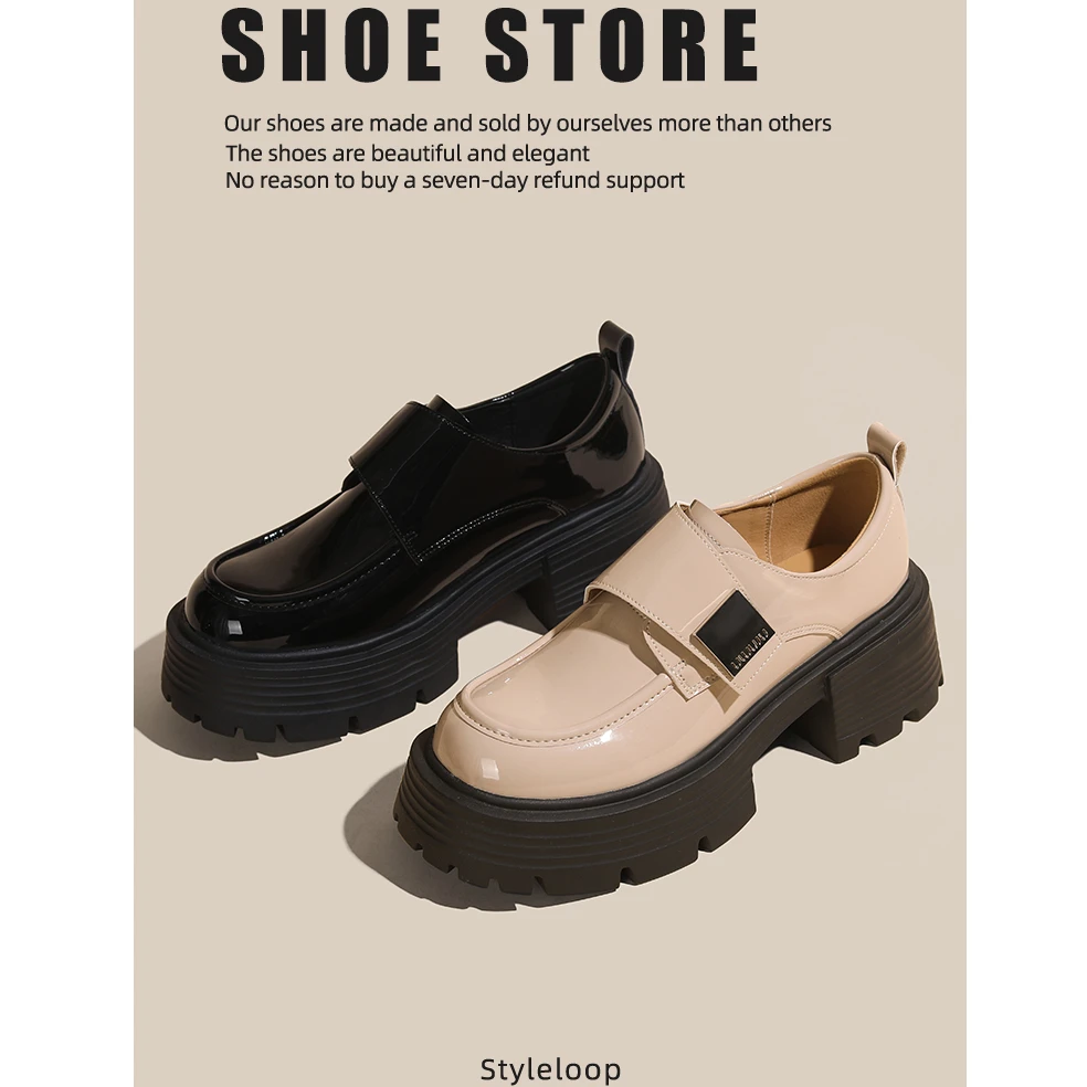 真软皮乐福鞋女款2024新款玛丽珍鞋春季单鞋女松糕厚底鞋小皮鞋女