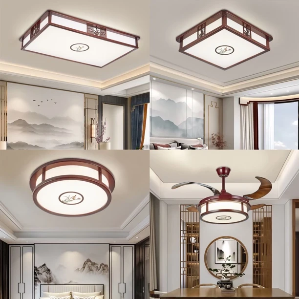 新中式吸顶灯客厅灯实木长方形led灯具中国风禅意高档大厅别墅灯