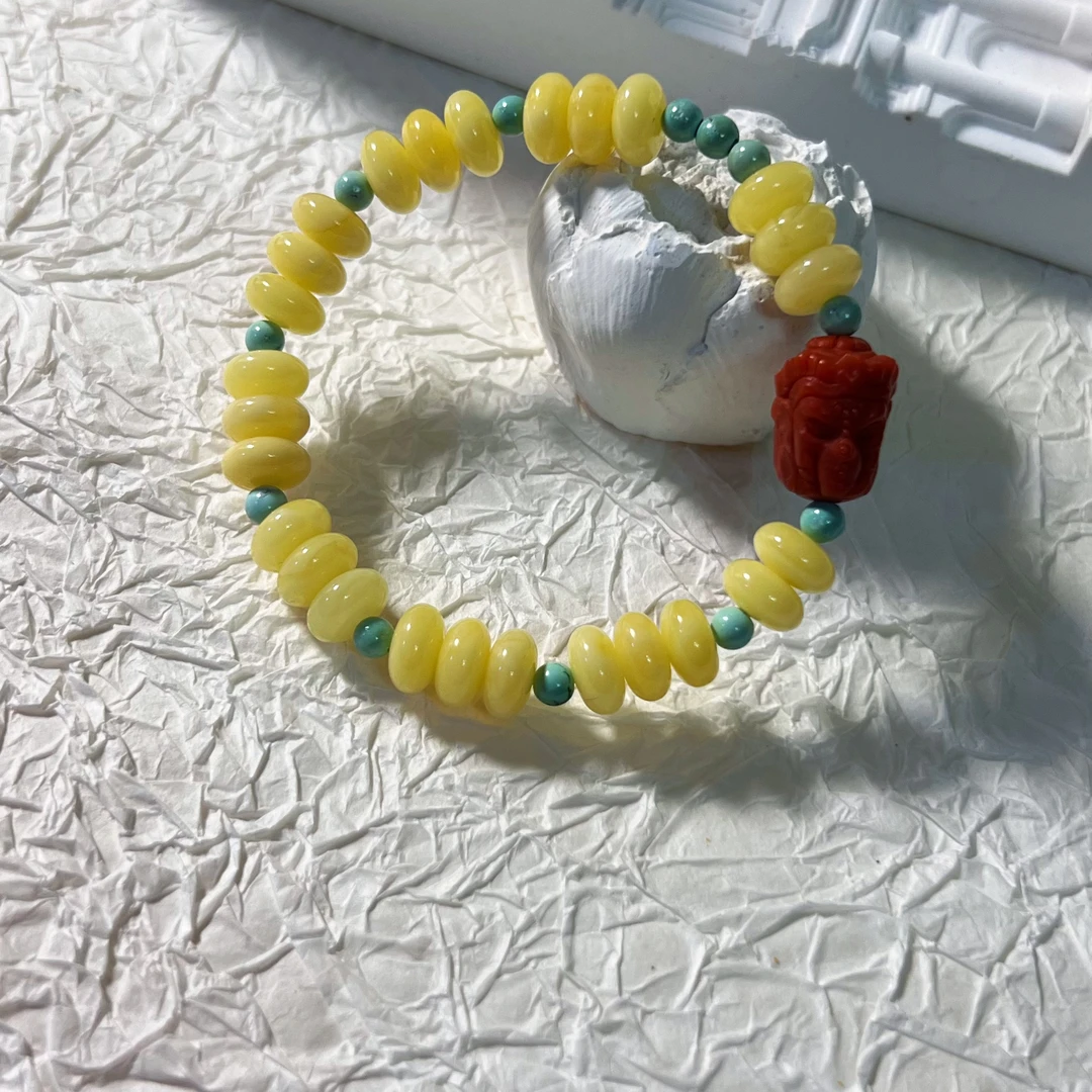 【狒狒】黄金万两 | 白花蜡算盘珠 单圈手串 多样性发货