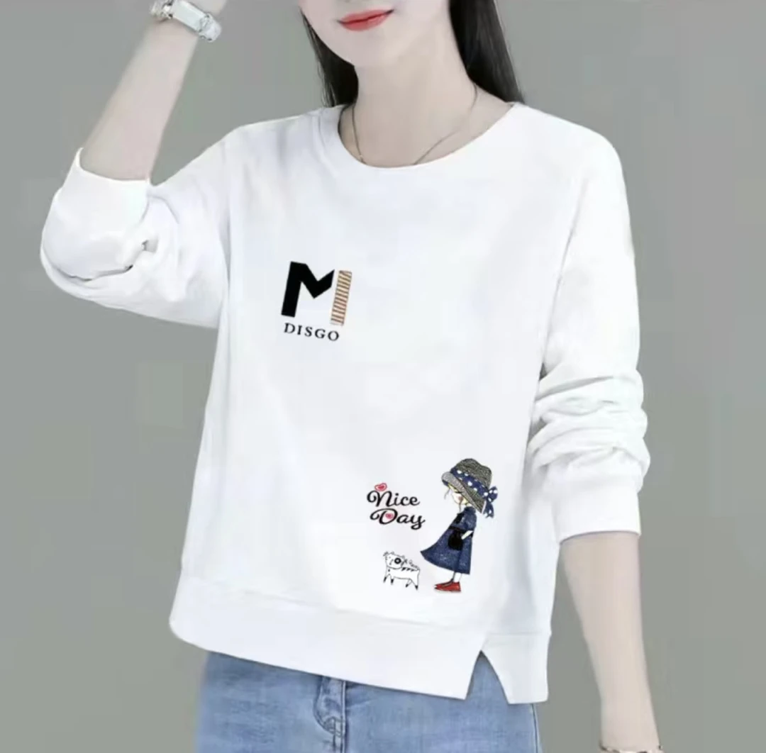 纯棉长袖2024秋季显瘦t恤女装百搭时尚白色新款宽松洋气圆领上衣