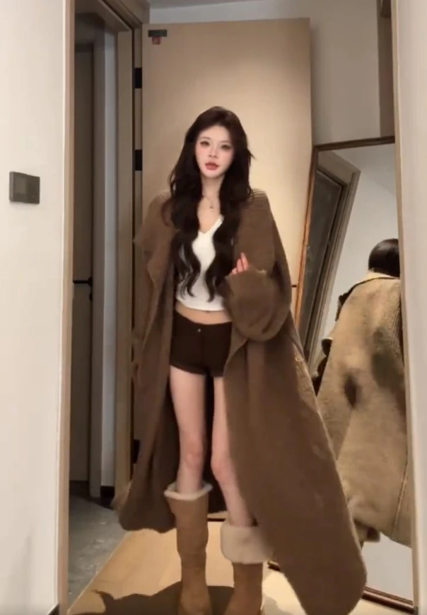 【薄荷雪糕】复古慵懒翻领斗篷长款毛衣外套女早秋季宽松针织衫大衣