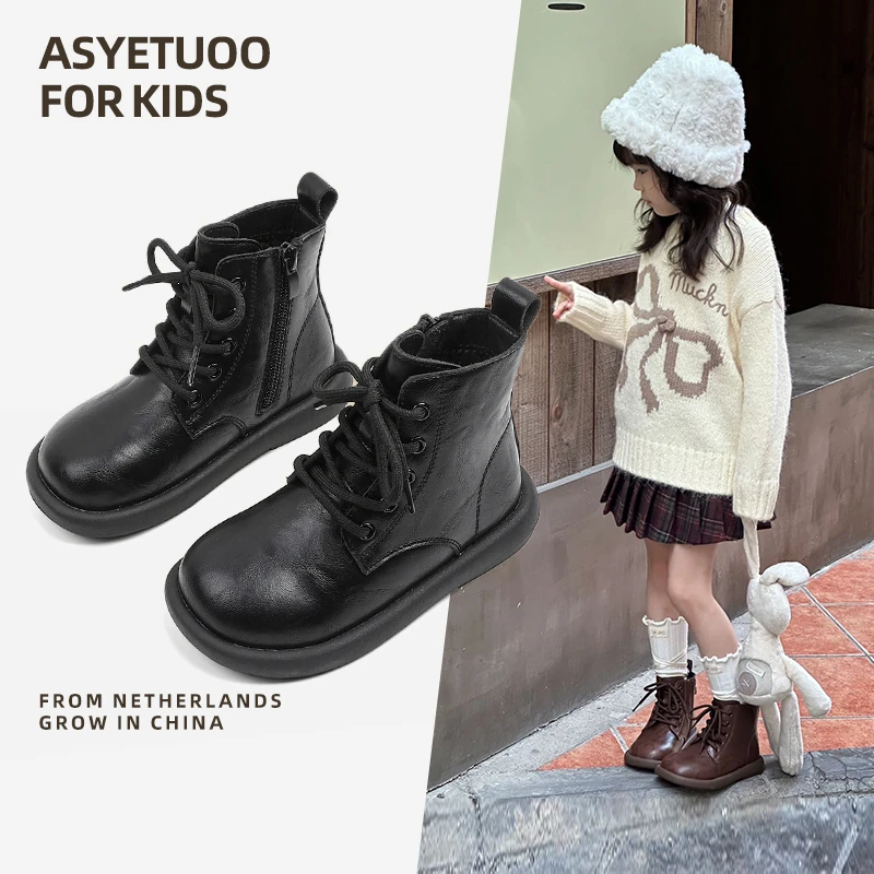 女童靴子儿童马丁靴冬季女童靴小女孩短靴秋冬款英伦风小女孩皮靴