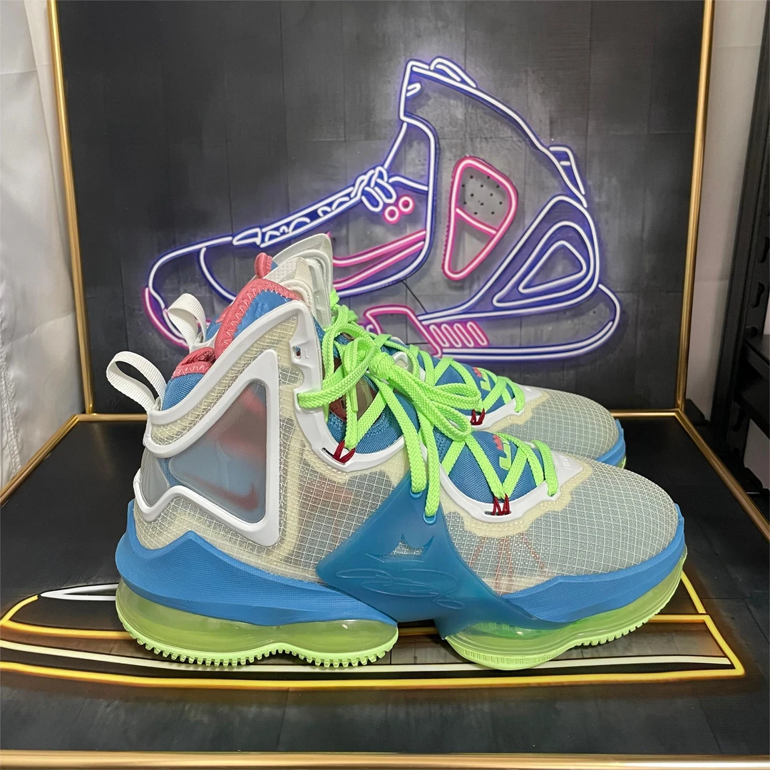 41码公价1.4k耐克詹姆斯19实战篮球鞋灰蓝绿