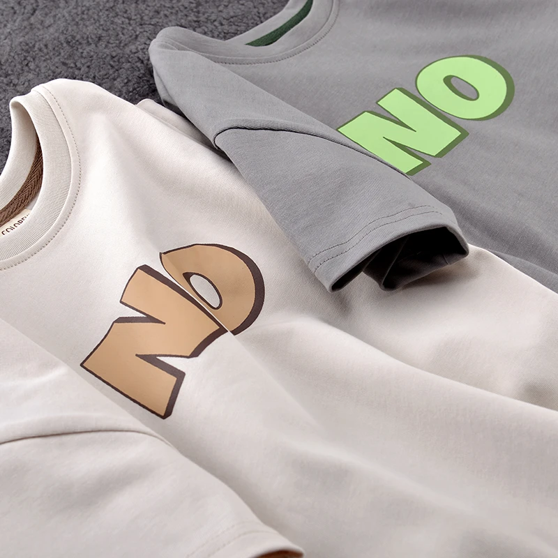 3802童装2023夏季新款男童短袖t恤纯棉中性宽松落肩儿童中大童