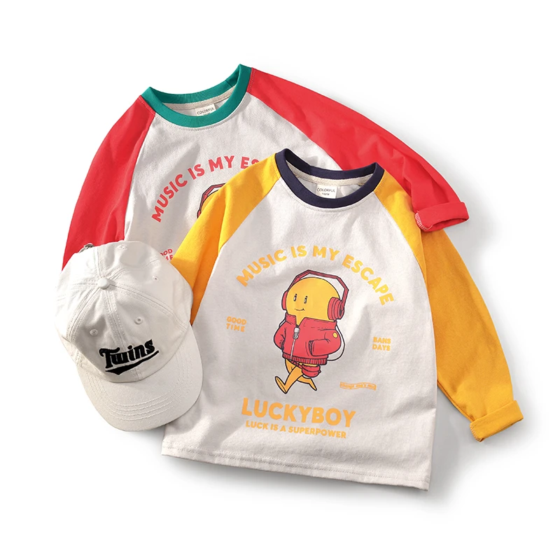 童装2025春季新款男童t恤长袖中大童套头打底衫上衣宽松韩休闲版