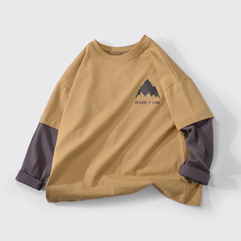 班比纳童装2025春季新款男童长袖t恤纯棉大童儿童打底衫上衣韩版