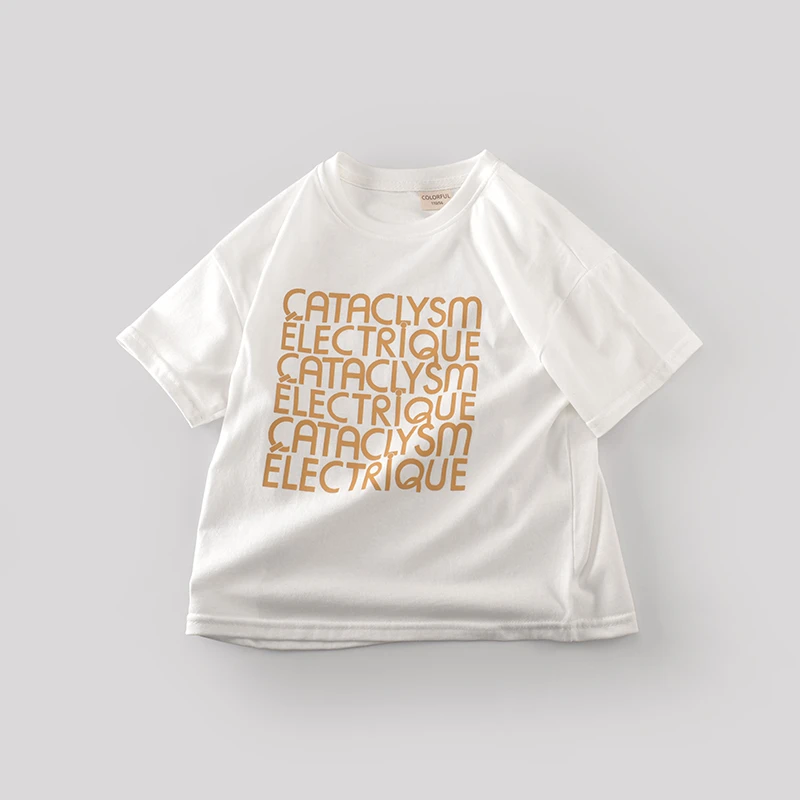 班比纳童装2025夏季新款男童短袖t恤纯棉宽松落肩儿童中大童