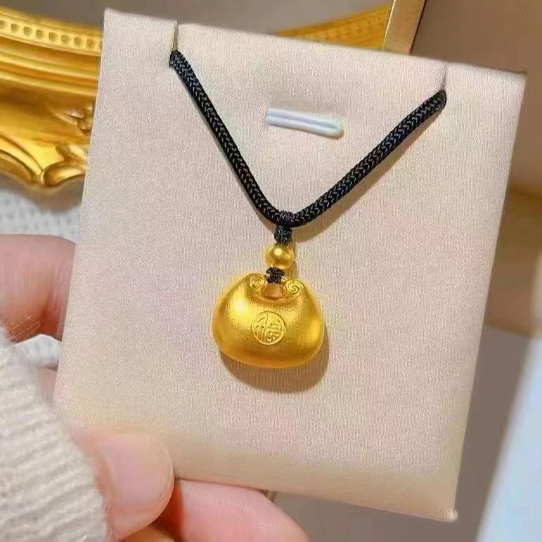 复古小胖福袋项链轻奢小众编织绳锁骨链项链