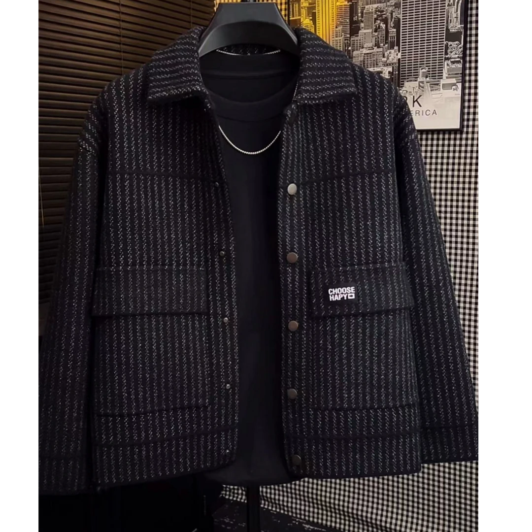 【小宋专属】加厚冬季新款格子外套男百搭品质不起球毛呢爆款夹克