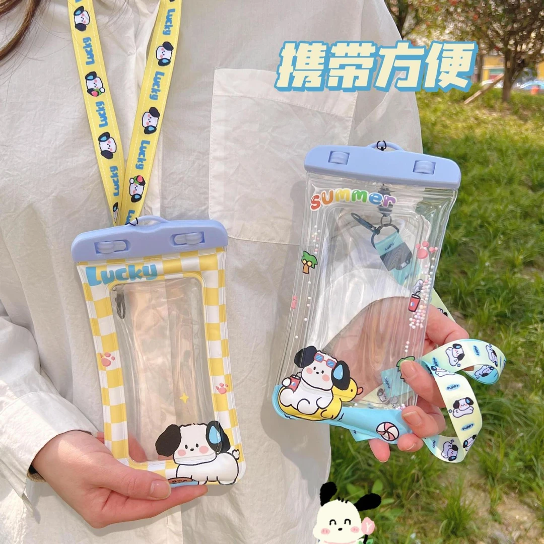 卡通可触屏的防水手机袋冬日温泉泡澡通用搭配卡通挂绳手机防水袋
