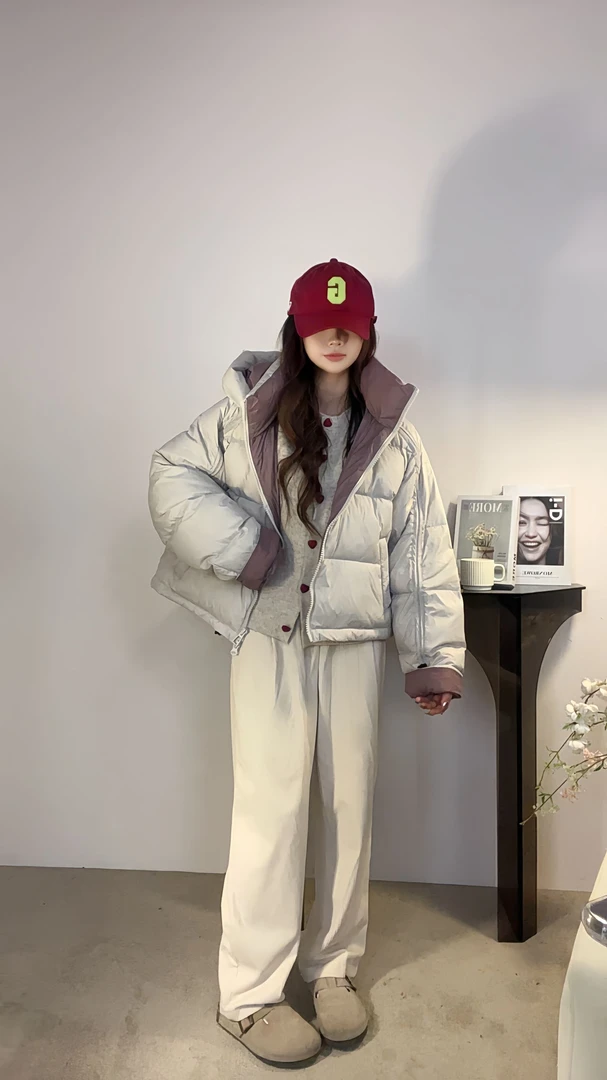 鸭绒羽绒服女秋冬新款连帽防风保暖外套小清新百搭休闲通勤风外穿