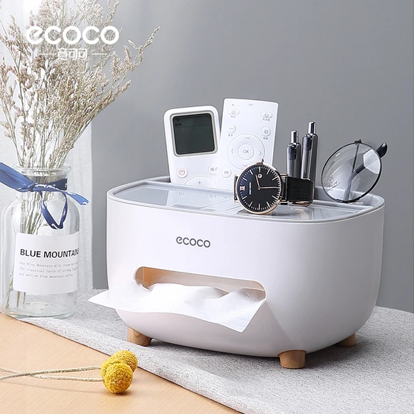 ecoco纸巾盒家用客厅茶几餐厅创意多功能卧室桌面遥控收纳抽纸盒