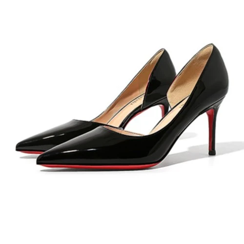 c红底高跟鞋女 2023年新款秋水钻细跟设计感气质百搭尖头黑色单鞋