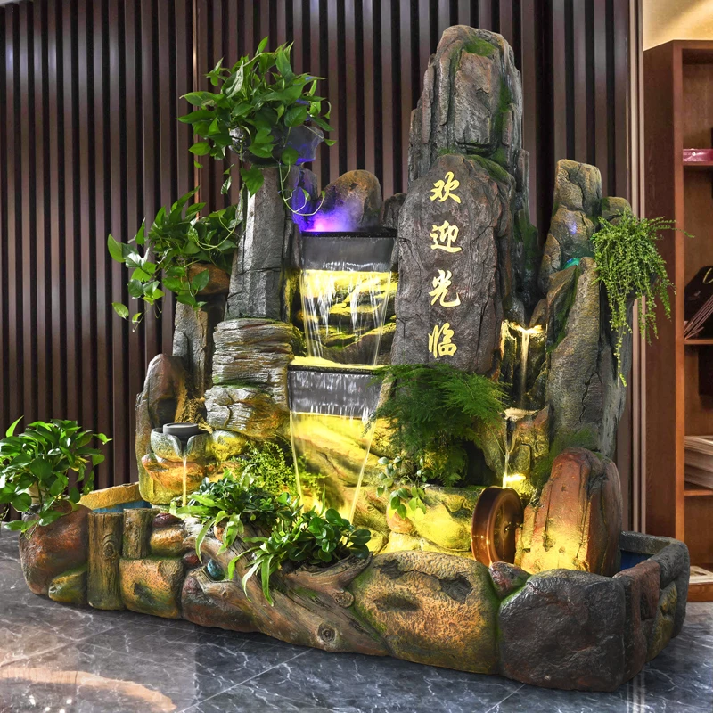 大型假山流水喷泉落地风水轮鱼池庭院摆件阳台客厅花园造景