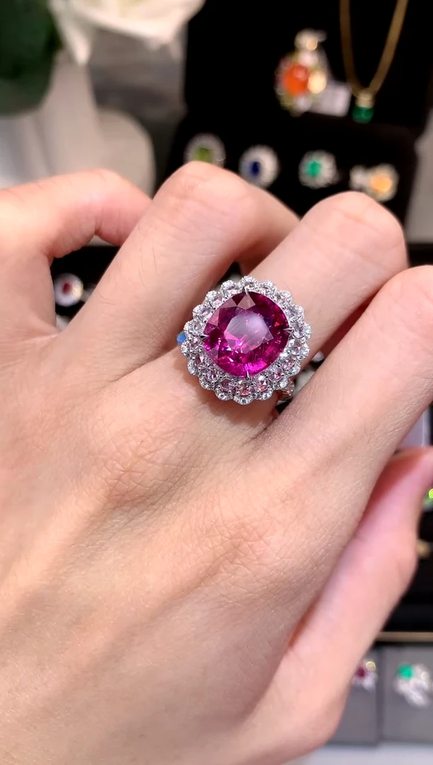 【闪购商品】碧玺戒指18K金镶嵌6.7ct/天然宝石/七天无理由