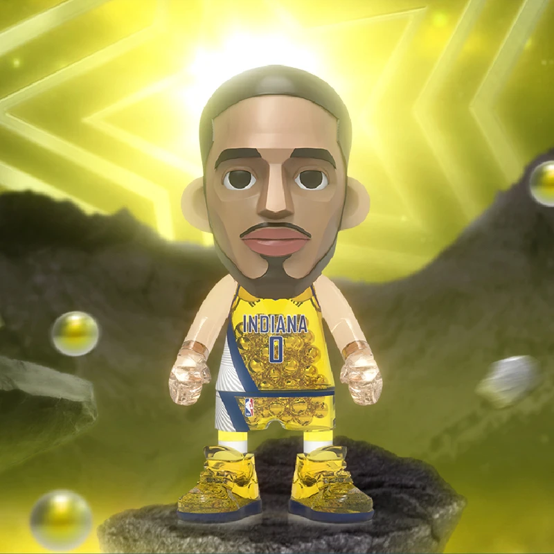 王牌化身NBA球星100%MoneyBall哈利伯顿步行者潮玩手办公仔摆件