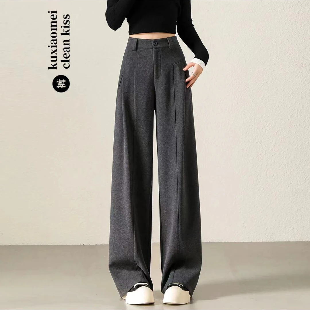 2024加厚秋冬新款高腰遮肉显瘦时尚百搭休闲裤宽松女运动裤裤子