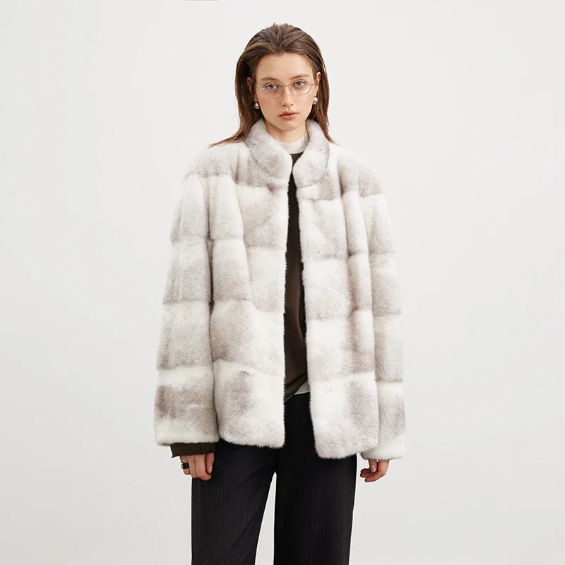 北麋「云暮雪松」经典横排进口天鹅绒整貂水貂毛毛外套女大衣2025年