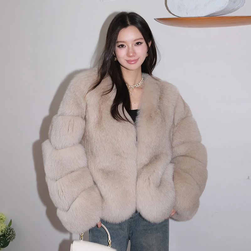 北麋「生巧黑卡」百搭整皮狐狸毛皮草外套女冬毛大衣年轻款2024网红